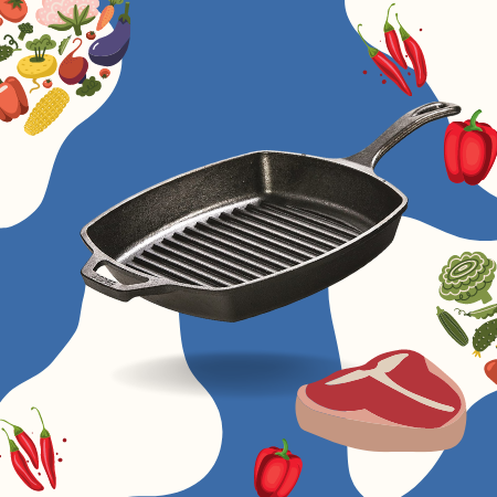 14 inch Nonstick Divided 5 Compartment Grill Fry Sauté Pan Skillet for Steak Fish Entrees Vegetables and Side Dishes Blue 